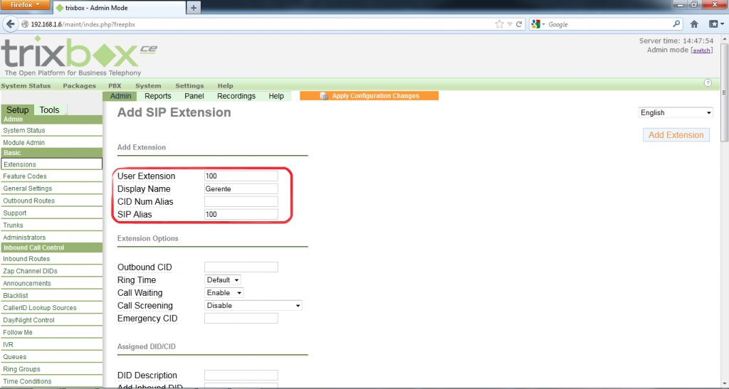 Desarrollador Web Freelance | Wordpress | Configurar Protocolo SIP en Trixbox | TB07
