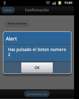 Desarrollador Web Freelance | Wordpress | Usar Notificaciones en Android | Usar Notificaciones en Android 4 Indice botón Confirmación