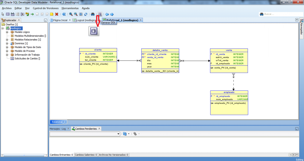 Generar script con developer data modeler