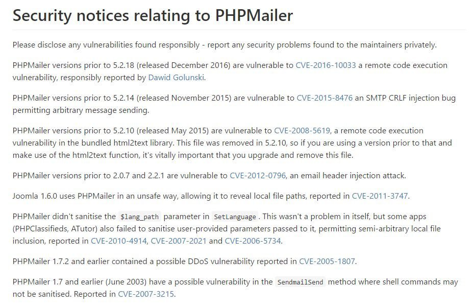 security phpmailer