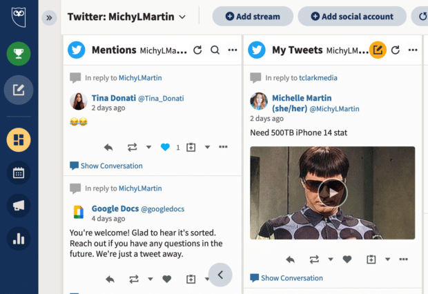 Twitter Agregar transmisión en Hootsuite