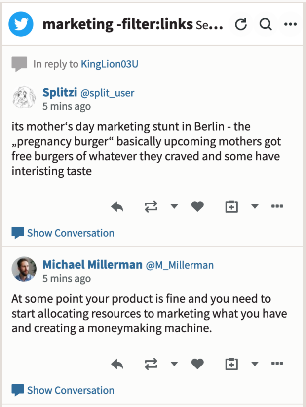 enlaces de conversación de filtro de marketing
