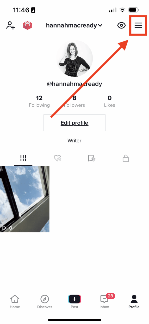 acceder a la configuración de tiktok del perfil