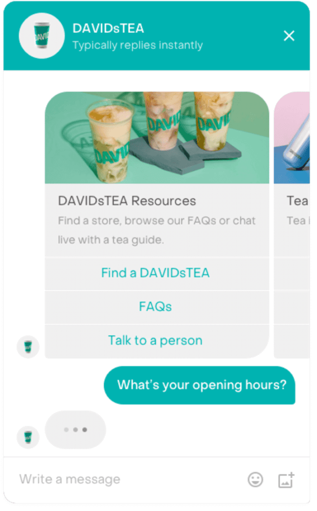 Recursos de DAVIDsTEA, incluidas preguntas frecuentes y la opción de hablar con una persona