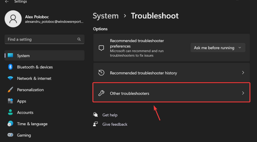 otros solucionadores de problemas de Windows 11