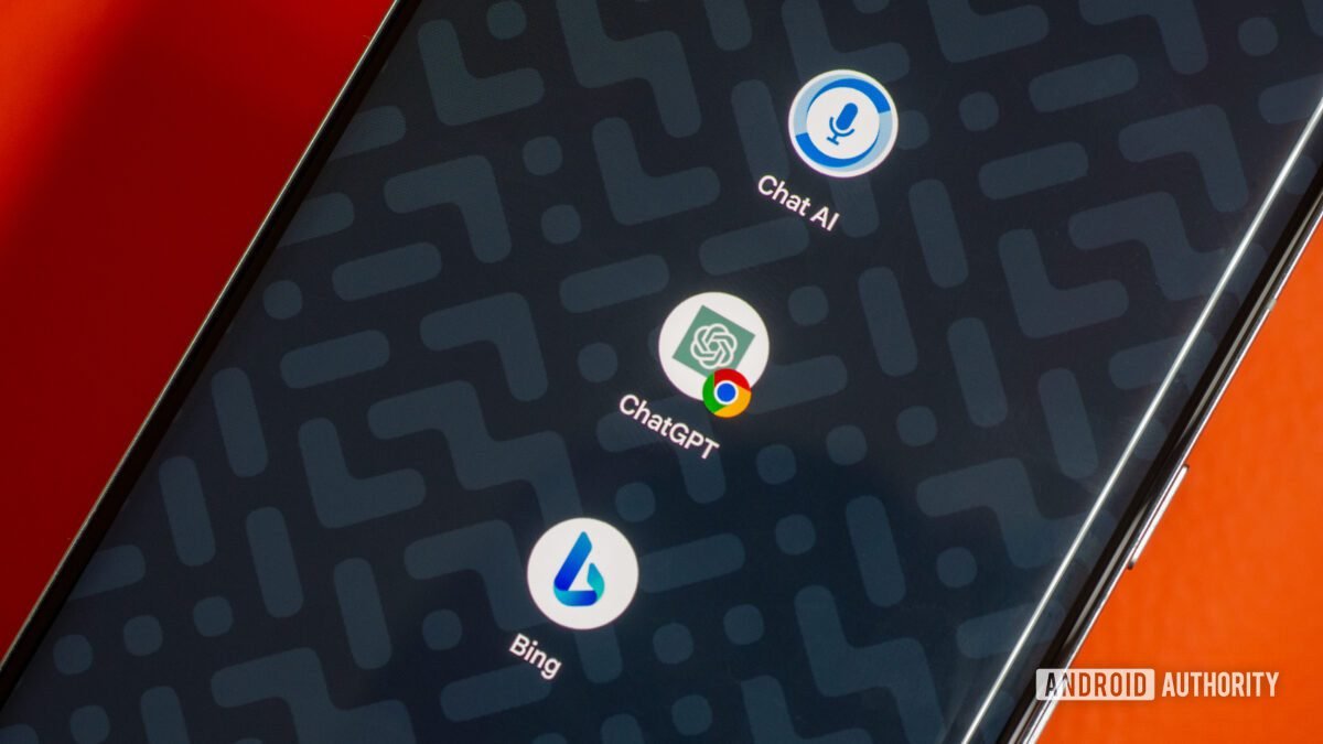 bing chatgpt chat ai iconos Iconos de Bing, ChatGPT y SoundHound Chat AI en una pantalla de inicio de Android