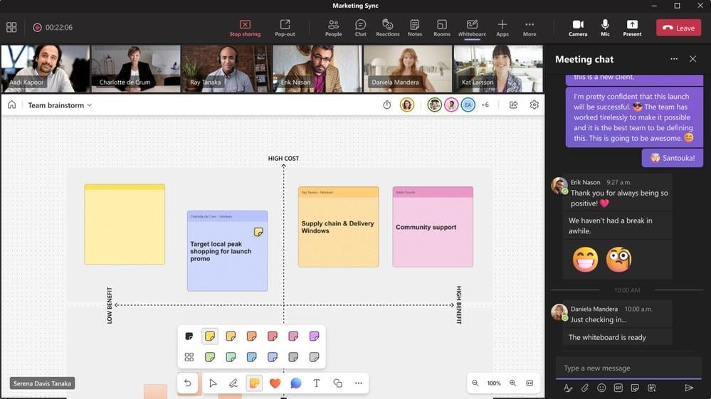 nueva barra de herramientas de Microsoft Whiteboard